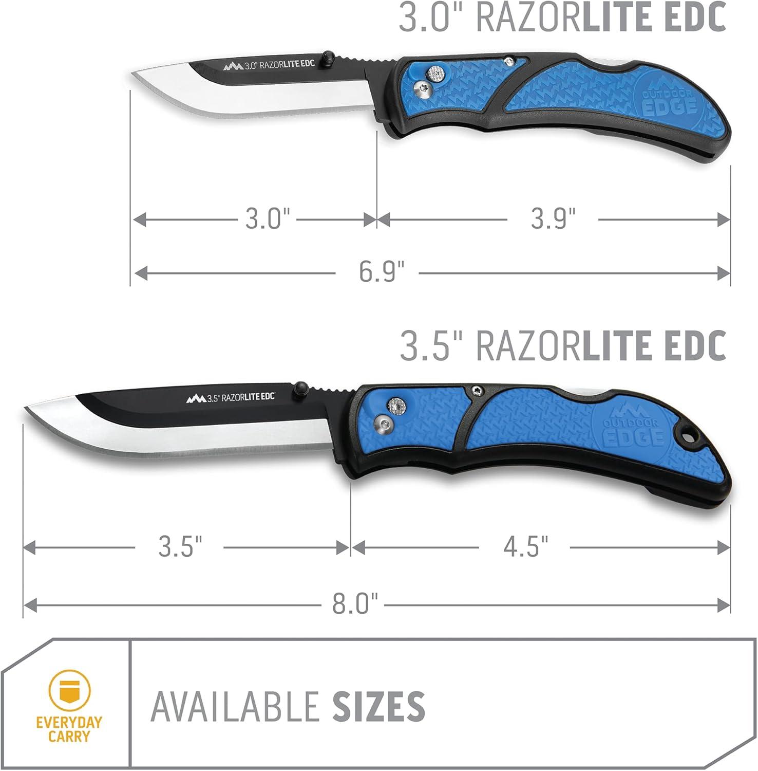 imageOUTDOOR EDGE 30quot RazorLite EDC Knife EDC Folding Knife with Replaceable Blades and Clip One Hand Opening for Everyday Carry Orange 4 BladesBlue