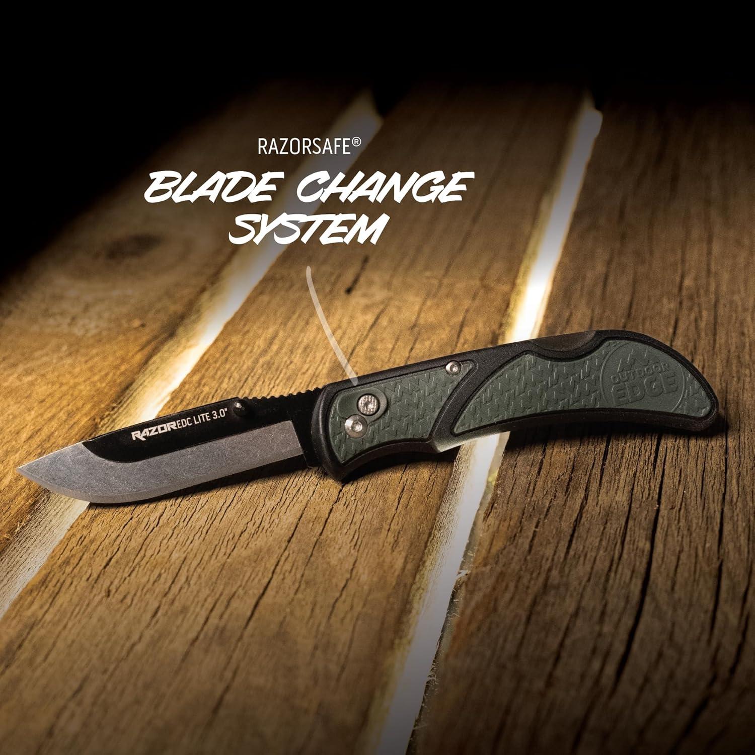 imageOUTDOOR EDGE 30quot RazorLite EDC Knife EDC Folding Knife with Replaceable Blades and Clip One Hand Opening for Everyday Carry Orange 4 BladesGray