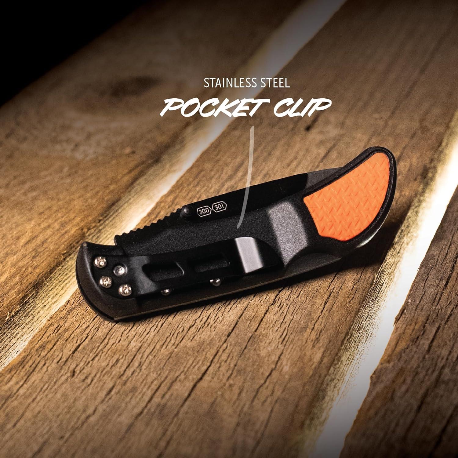 imageOUTDOOR EDGE 30quot RazorLite EDC Knife EDC Folding Knife with Replaceable Blades and Clip One Hand Opening for Everyday Carry Orange 4 BladesOrange