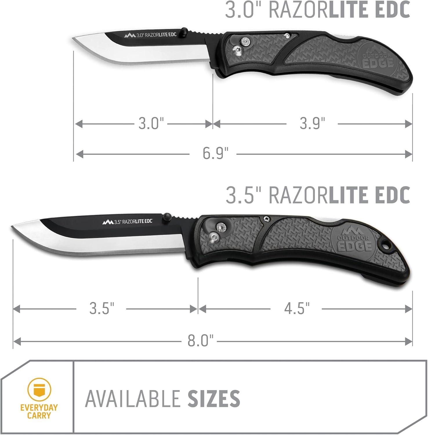 imageOUTDOOR EDGE 35quot RazorLite EDC Knife Pocket Knife with Replaceable Blades and Clip Perfect For Hunting ampamp Skinning Deer Blaze Orange with 30 BladesGray 6 Blades