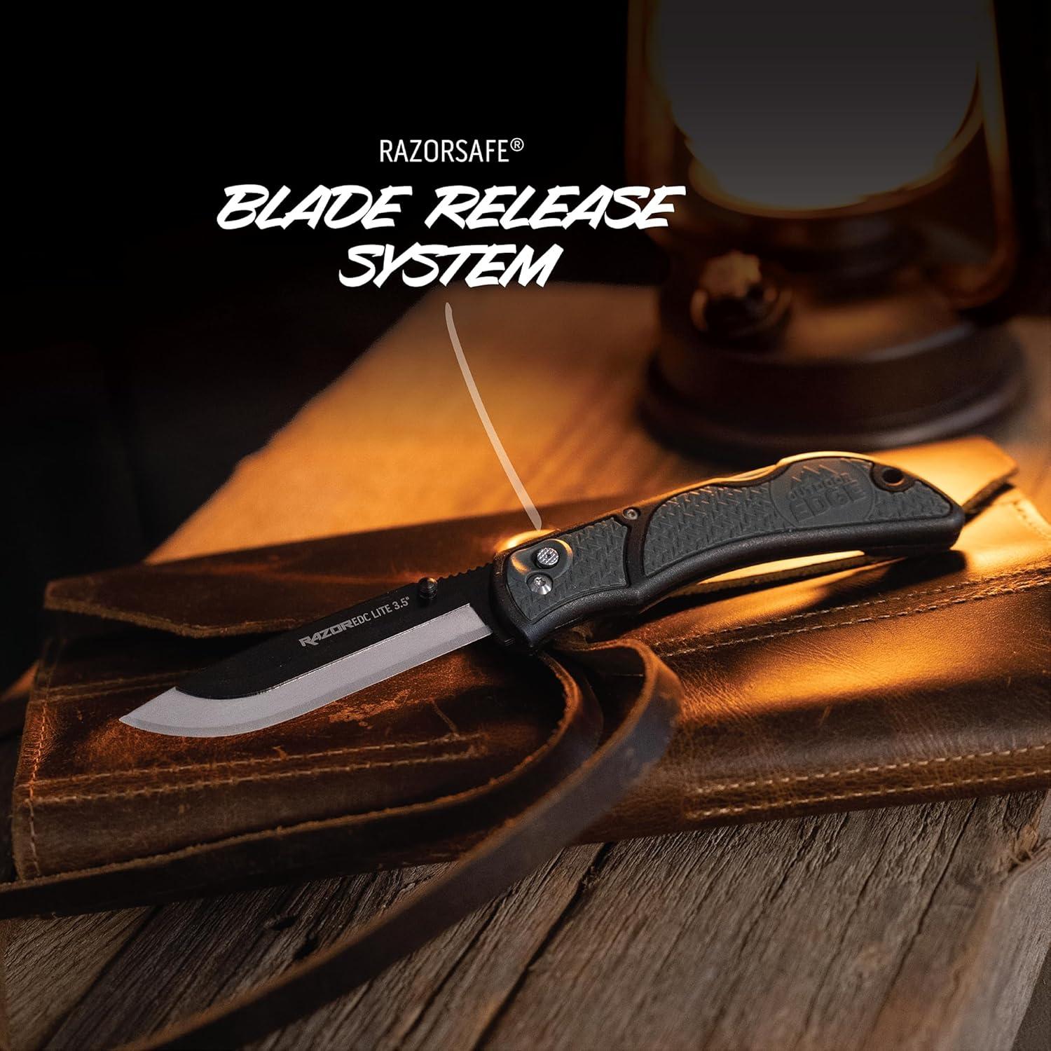 imageOUTDOOR EDGE 35quot RazorLite EDC Knife Pocket Knife with Replaceable Blades and Clip Perfect For Hunting ampamp Skinning Deer Blaze Orange with 30 BladesGray 6 Blades