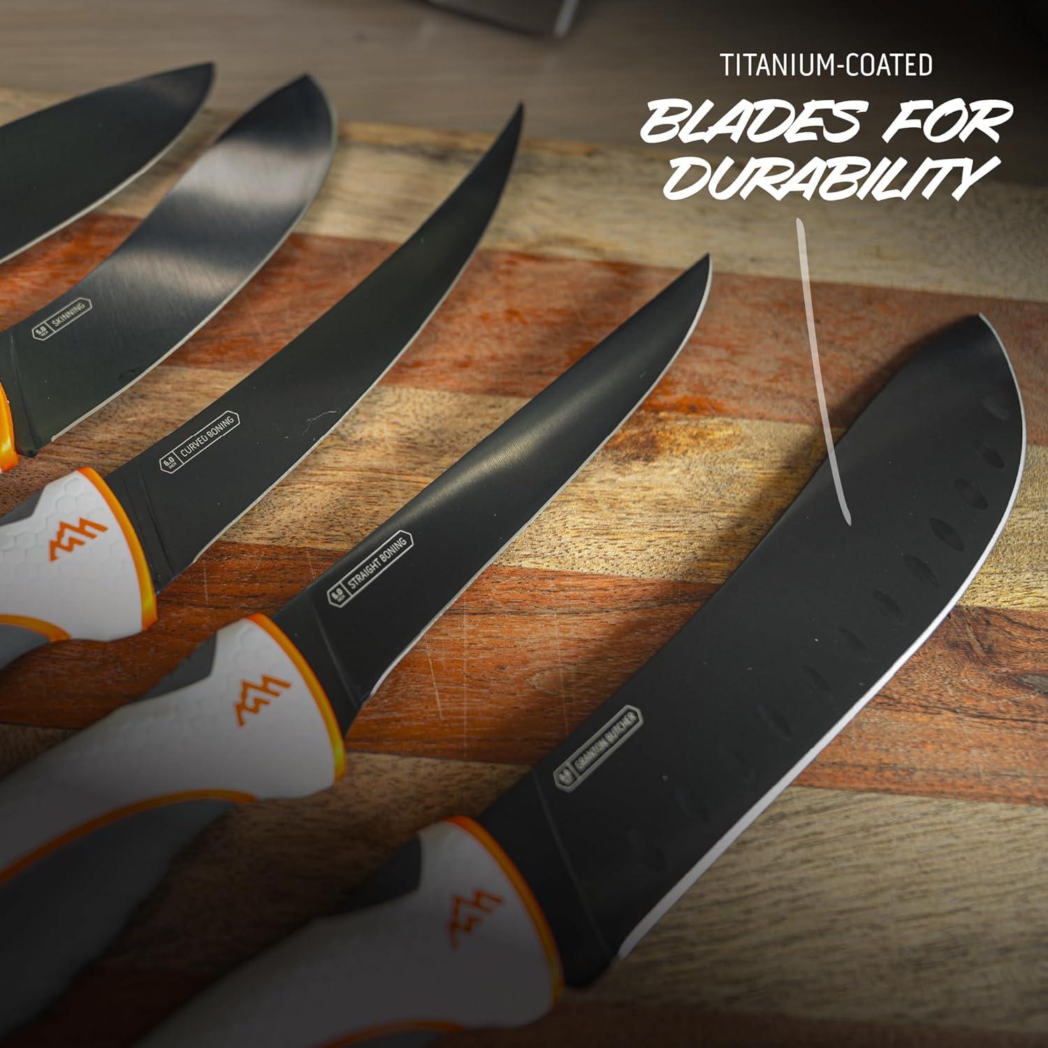 imageOUTDOOR EDGE ErgoMax 6Piece Professional Game Processing Knife Set Caping ampamp Boning Knives Skinning Knife Butcher Elite Big Game Elk ampamp Deer Hunting Gear Perfect Field Dressing Knife SetWhite Professional Game Set