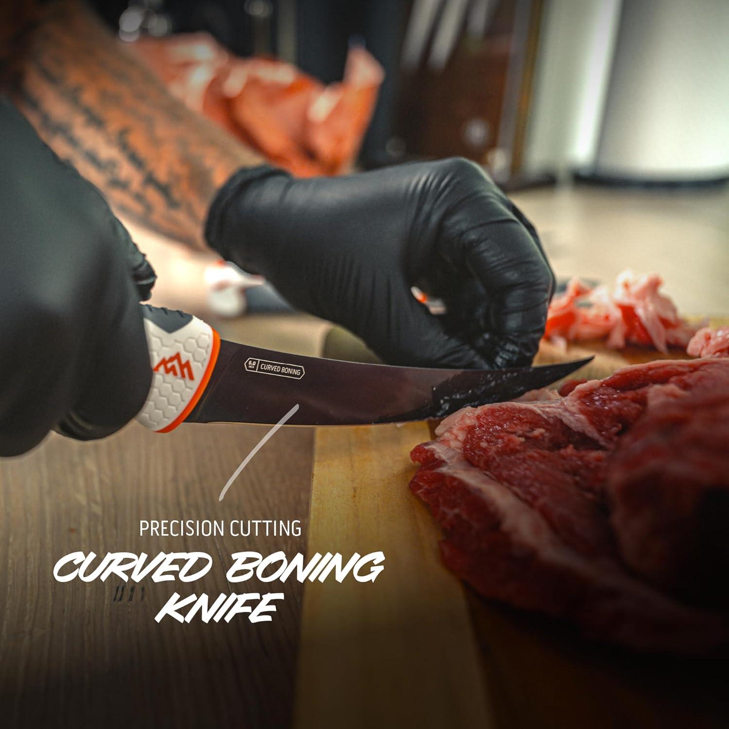 imageOUTDOOR EDGE ErgoMax 6Piece Professional Game Processing Knife Set Caping ampamp Boning Knives Skinning Knife Butcher Elite Big Game Elk ampamp Deer Hunting Gear Perfect Field Dressing Knife SetWhite Professional Game Set