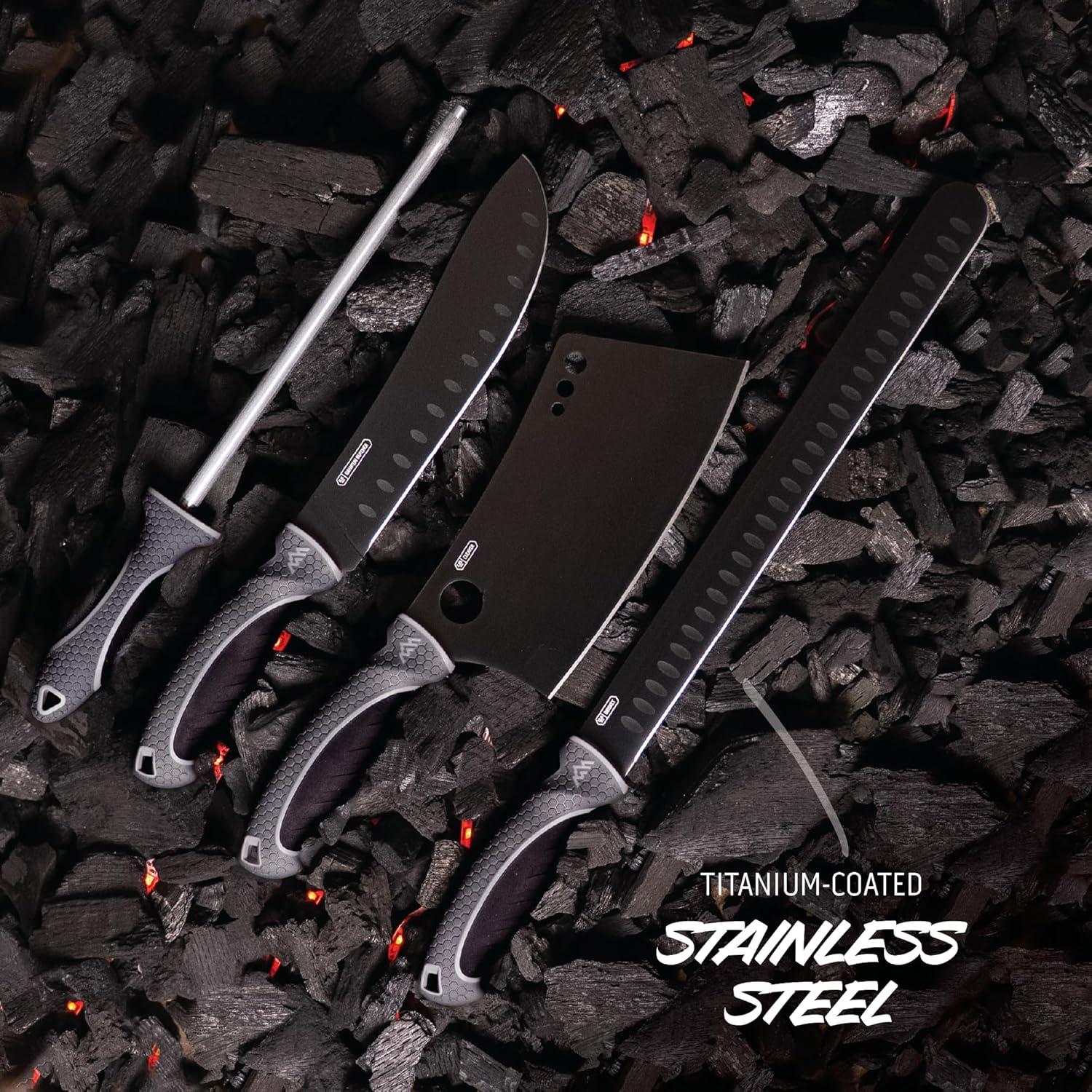 imageOUTDOOR EDGE ErgoMax 6Piece Professional Game Processing Knife Set Caping ampamp Boning Knives Skinning Knife Butcher Elite Big Game Elk ampamp Deer Hunting Gear Perfect Field Dressing Knife SetGray Meat Carver Set