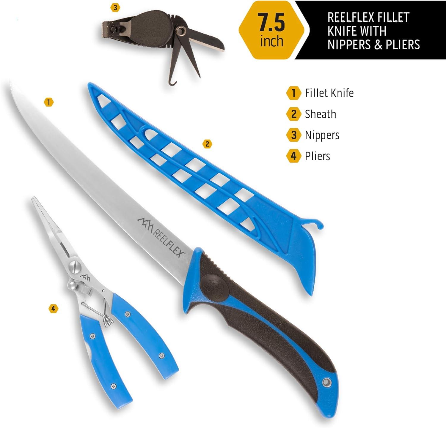 imageOUTDOOR EDGE Fillet Knife Set ReelFlex Pak Features 3 RazorSharp Flexible Fillet Knives 6quot 75quot ampamp 9quot German Stainless Blades NonSlip Handles Sharpener ampamp Hard Case Fishing Gear ampamp EquipmentFillet Knife with Nippers 3Piece Set