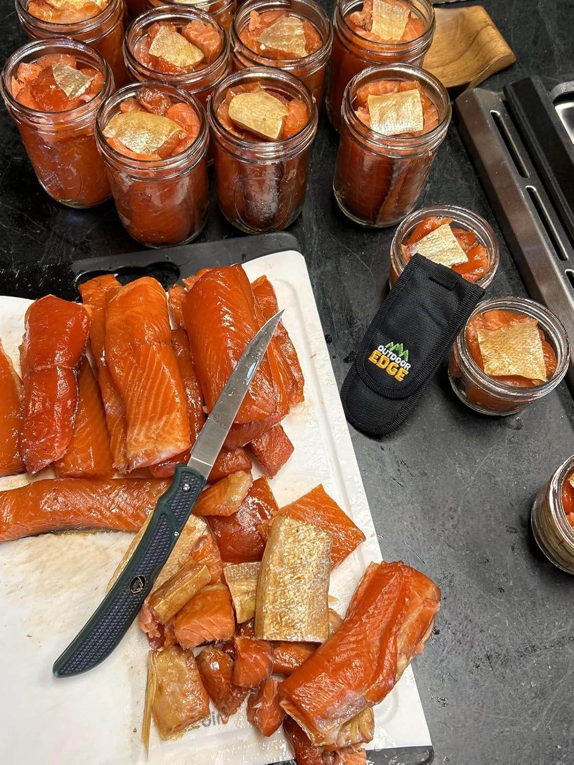 imageOUTDOOR EDGE Fish ampamp Bone Folding Fillet Knife with 50quot 440A Stainless Steel Blade for Fish and Processing Big Game Pocket ClipGreenBlack