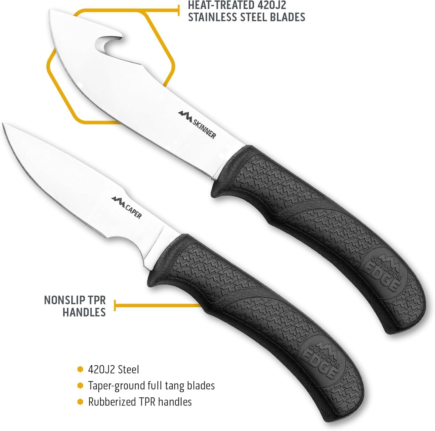 imageOUTDOOR EDGE GamePro 11Piece Butcher Knife Set Caping ampamp Boning Knives Deer Skinning Knife Bone Saw Game Shears Sharpener ampamp Rib Spreader in HardSide Case Elite Elk ampamp Deer Hunting Gear