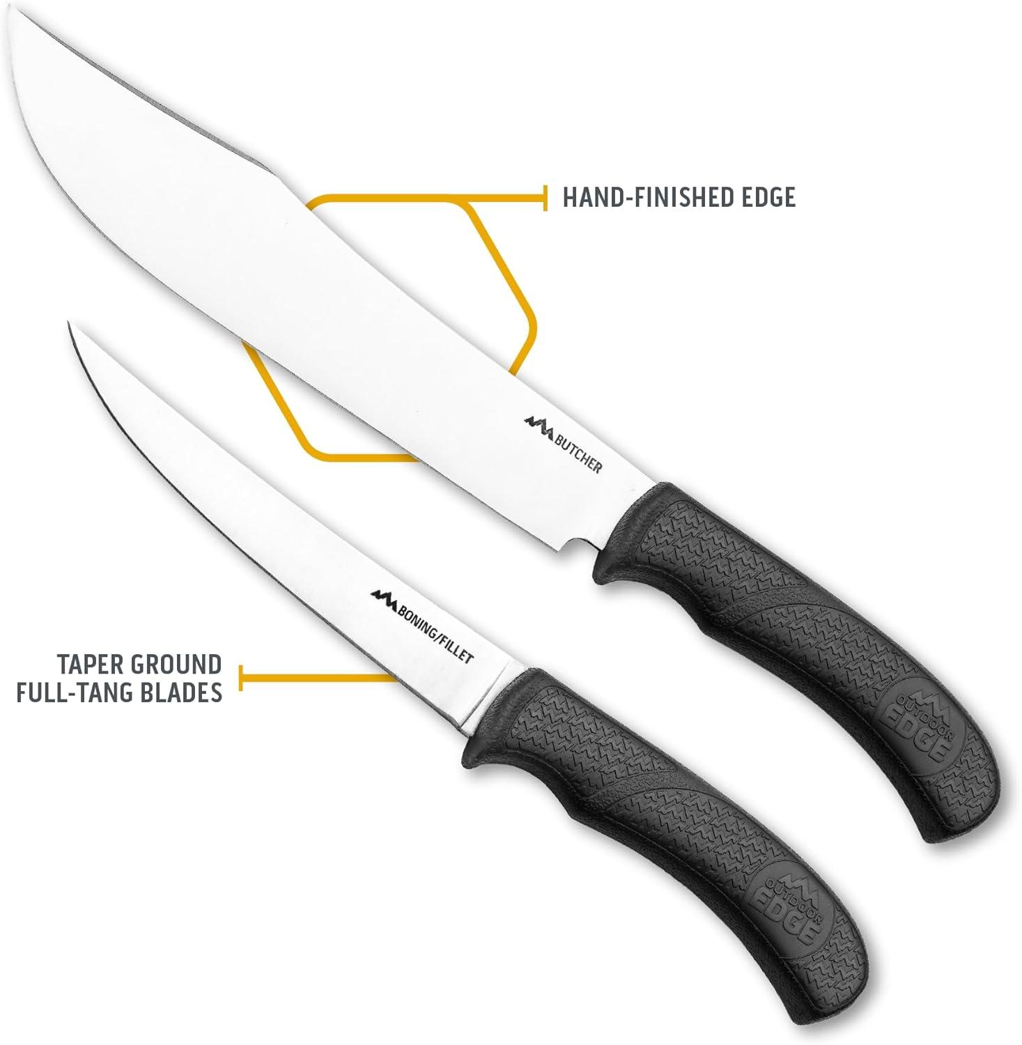 imageOUTDOOR EDGE GamePro 11Piece Butcher Knife Set Caping ampamp Boning Knives Deer Skinning Knife Bone Saw Game Shears Sharpener ampamp Rib Spreader in HardSide Case Elite Elk ampamp Deer Hunting Gear