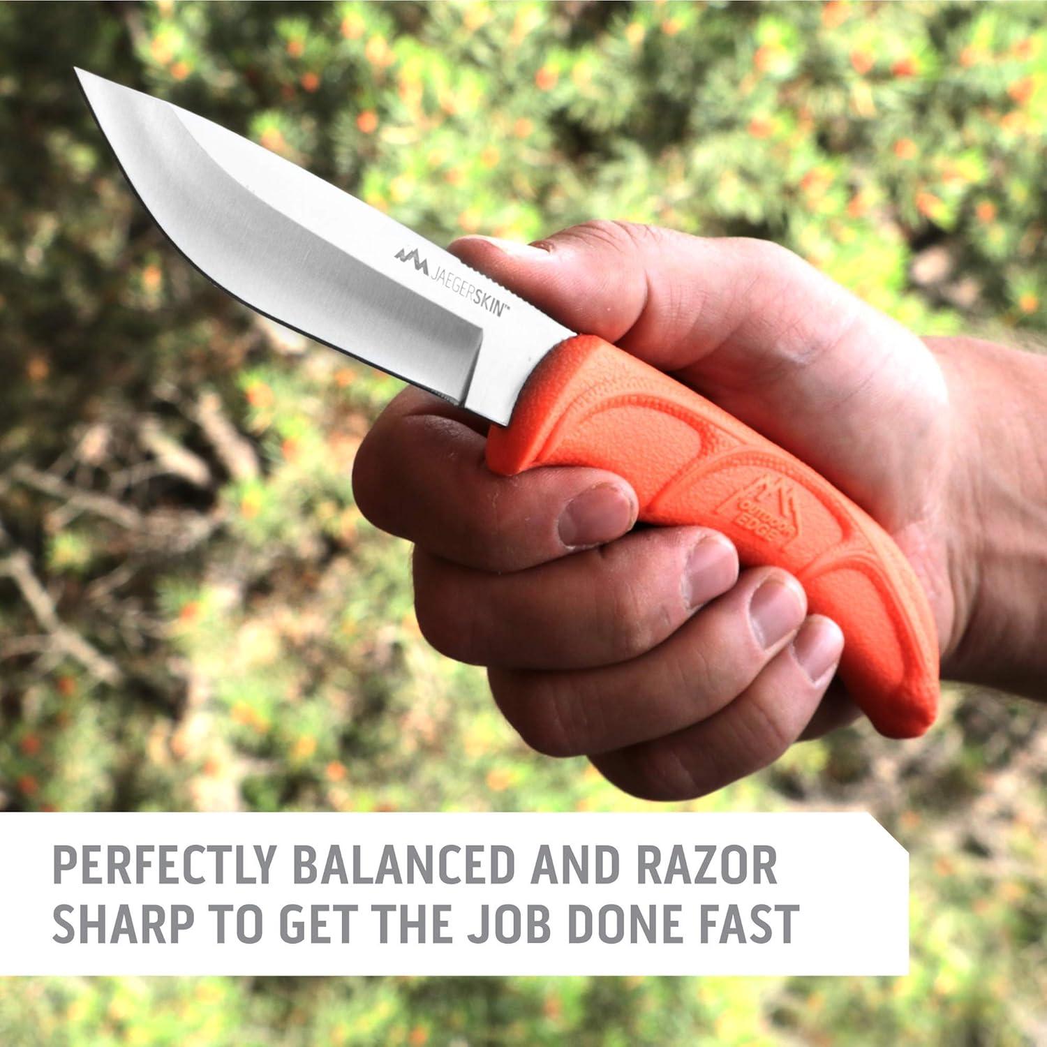 imageOUTDOOR EDGE JaegerPak 8Piece Hunting Knife Set ampamp Field Dressing Kit FullTang Skinning Knife Gutting ampamp Boning Knives Sharpener Bone Saw Rib Spreader Hard Case Hunting Accessories for Men8Piece Set