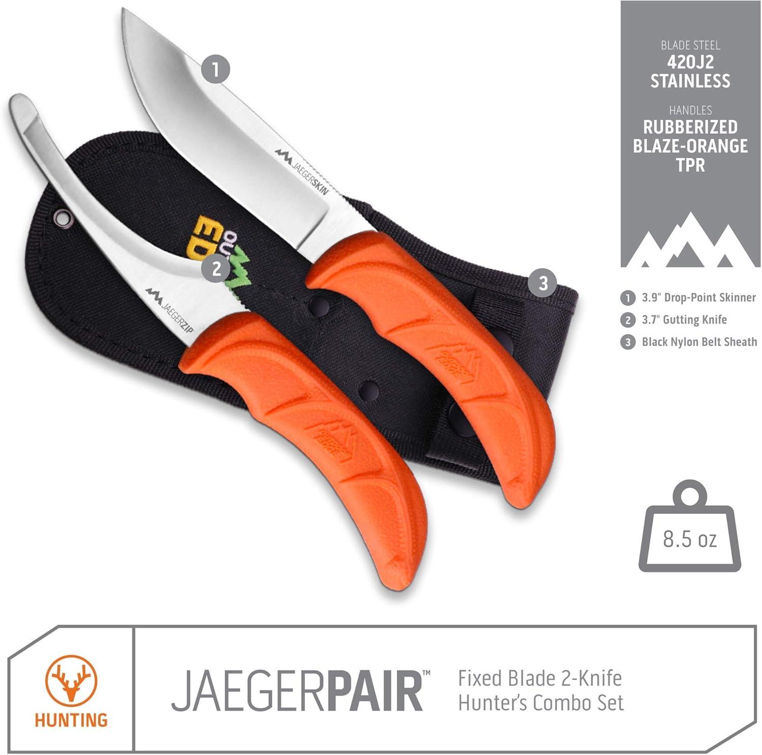 imageOUTDOOR EDGE JaegerPak 8Piece Hunting Knife Set ampamp Field Dressing Kit FullTang Skinning Knife Gutting ampamp Boning Knives Sharpener Bone Saw Rib Spreader Hard Case Hunting Accessories for Men3Piece Set
