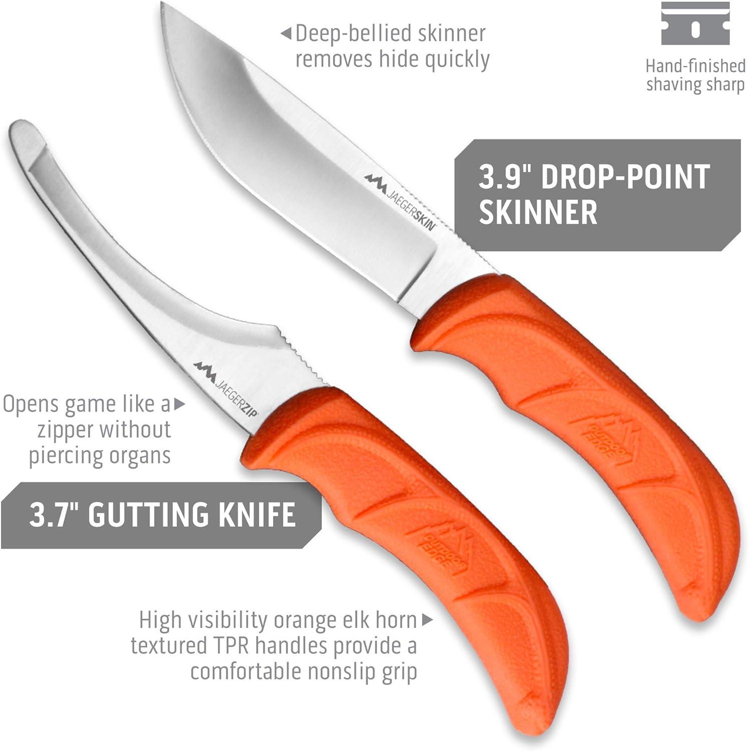 imageOUTDOOR EDGE JaegerPak 8Piece Hunting Knife Set ampamp Field Dressing Kit FullTang Skinning Knife Gutting ampamp Boning Knives Sharpener Bone Saw Rib Spreader Hard Case Hunting Accessories for Men3Piece Set
