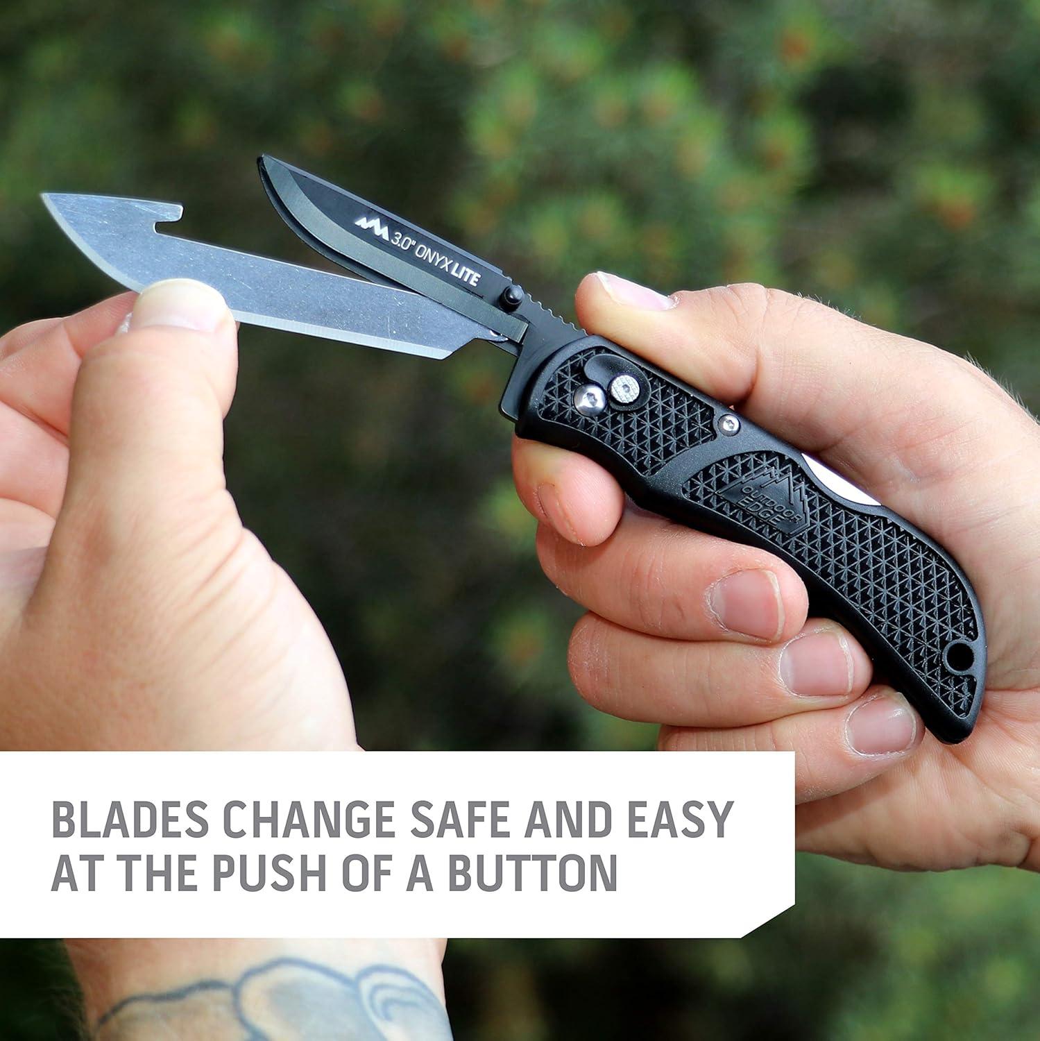 imageOUTDOOR EDGE Onyx EDC 35quot Folding Pocket Knife Replaceable Blade System with 27 RazorSharp Blades Pocket Clip ampamp Lockback Safety Everyday Carry Knife for Outdoorsmen Hunters ampamp DIY Tasks3
