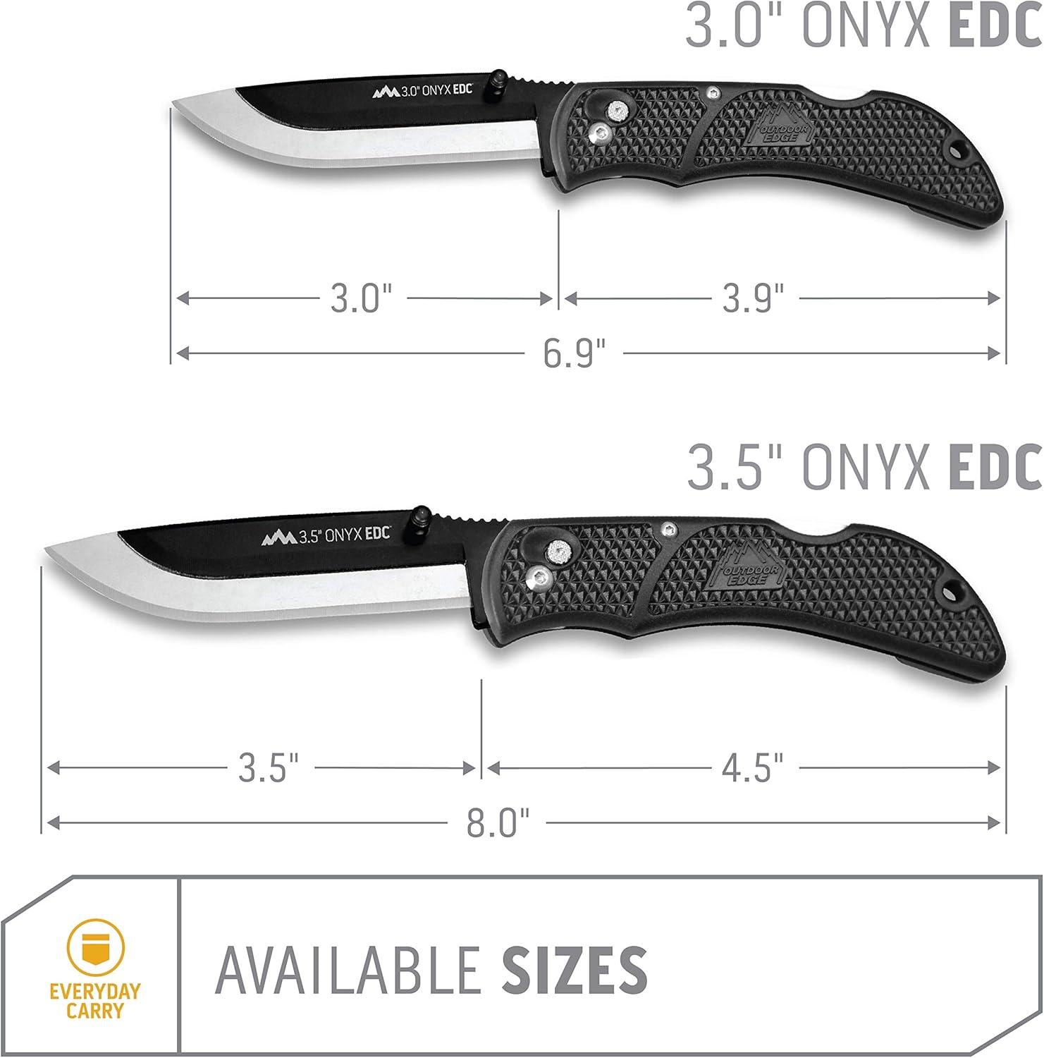 imageOUTDOOR EDGE Onyx EDC 35quot Folding Pocket Knife Replaceable Blade System with 27 RazorSharp Blades Pocket Clip ampamp Lockback Safety Everyday Carry Knife for Outdoorsmen Hunters ampamp DIY Tasks35 27 Blades