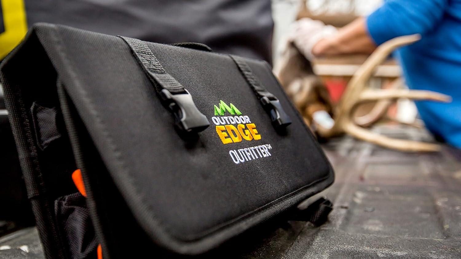 imageOUTDOOR EDGE Outfitter 9Piece Field to Freezer Hunting ampamp Deer Butcher Knife Set with Caping Knife Gut Hook Knife Boning Fillet Knife Knife Sharpener Axe Wood Bone Saw Spreader Cleaning Gloves