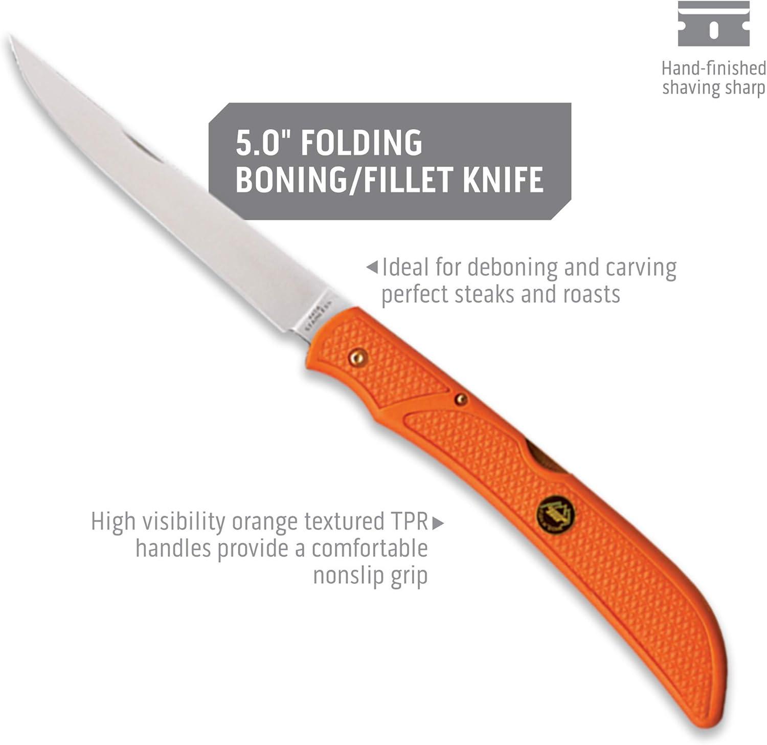 imageOUTDOOR EDGE Outfitter 9Piece Field to Freezer Hunting ampamp Deer Butcher Knife Set with Caping Knife Gut Hook Knife Boning Fillet Knife Knife Sharpener Axe Wood Bone Saw Spreader Cleaning Gloves