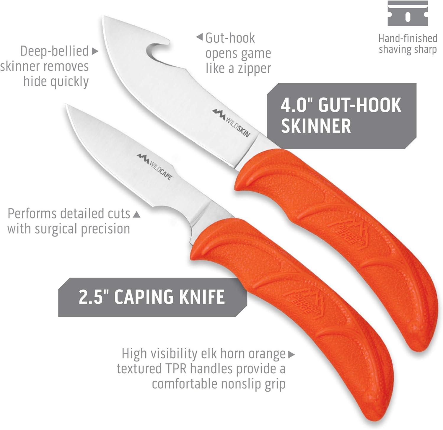 imageOUTDOOR EDGE Outfitter 9Piece Field to Freezer Hunting ampamp Deer Butcher Knife Set with Caping Knife Gut Hook Knife Boning Fillet Knife Knife Sharpener Axe Wood Bone Saw Spreader Cleaning Gloves