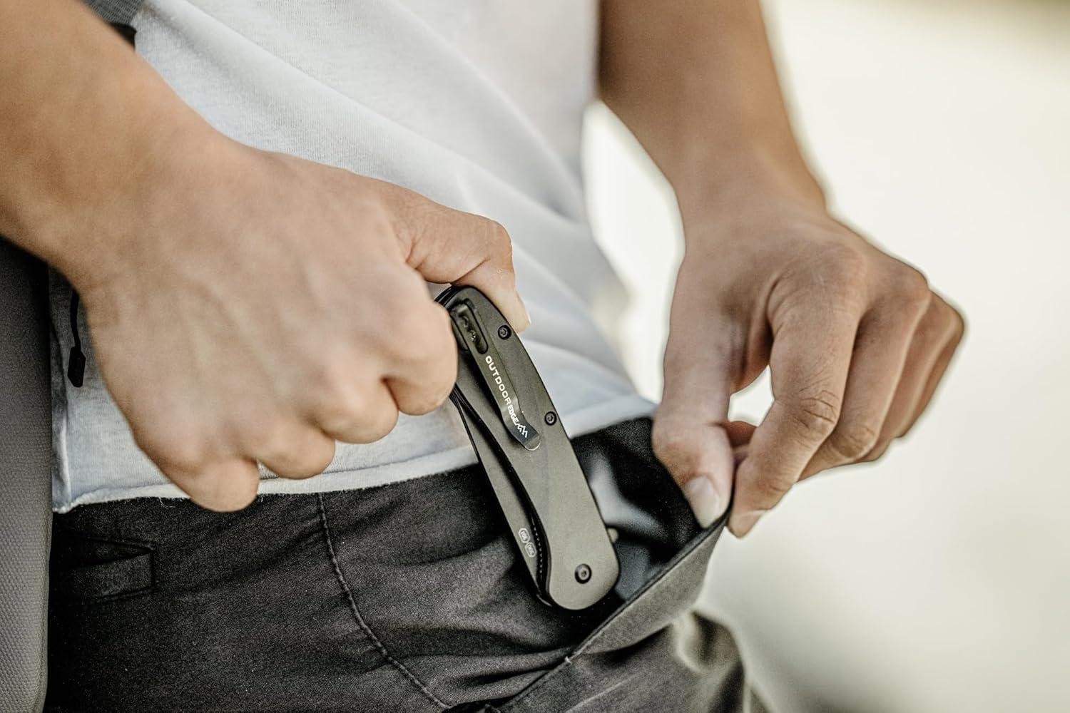 imageOUTDOOR EDGE RAZOR VX1 Replaceable Blade Assisted EDC Folding Pocket Knife 3quot Stainless Blade Black Anodized Aluminum Handle Reversible Pocket Clip Outdoor Camping Survival UtilityBlack