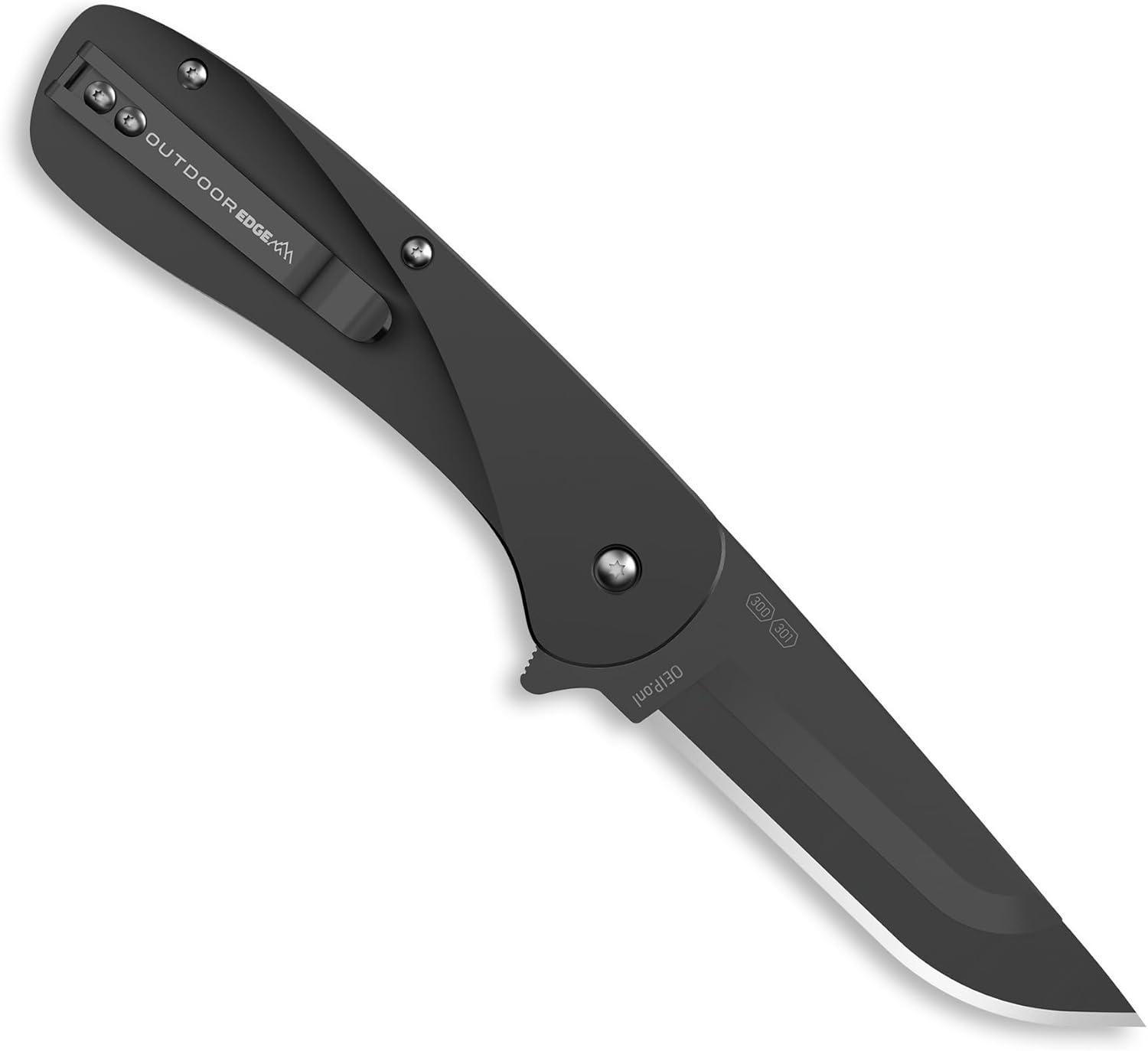 imageOUTDOOR EDGE RAZOR VX1 Replaceable Blade Assisted EDC Folding Pocket Knife 3quot Stainless Blade Black Anodized Aluminum Handle Reversible Pocket Clip Outdoor Camping Survival UtilityBlack