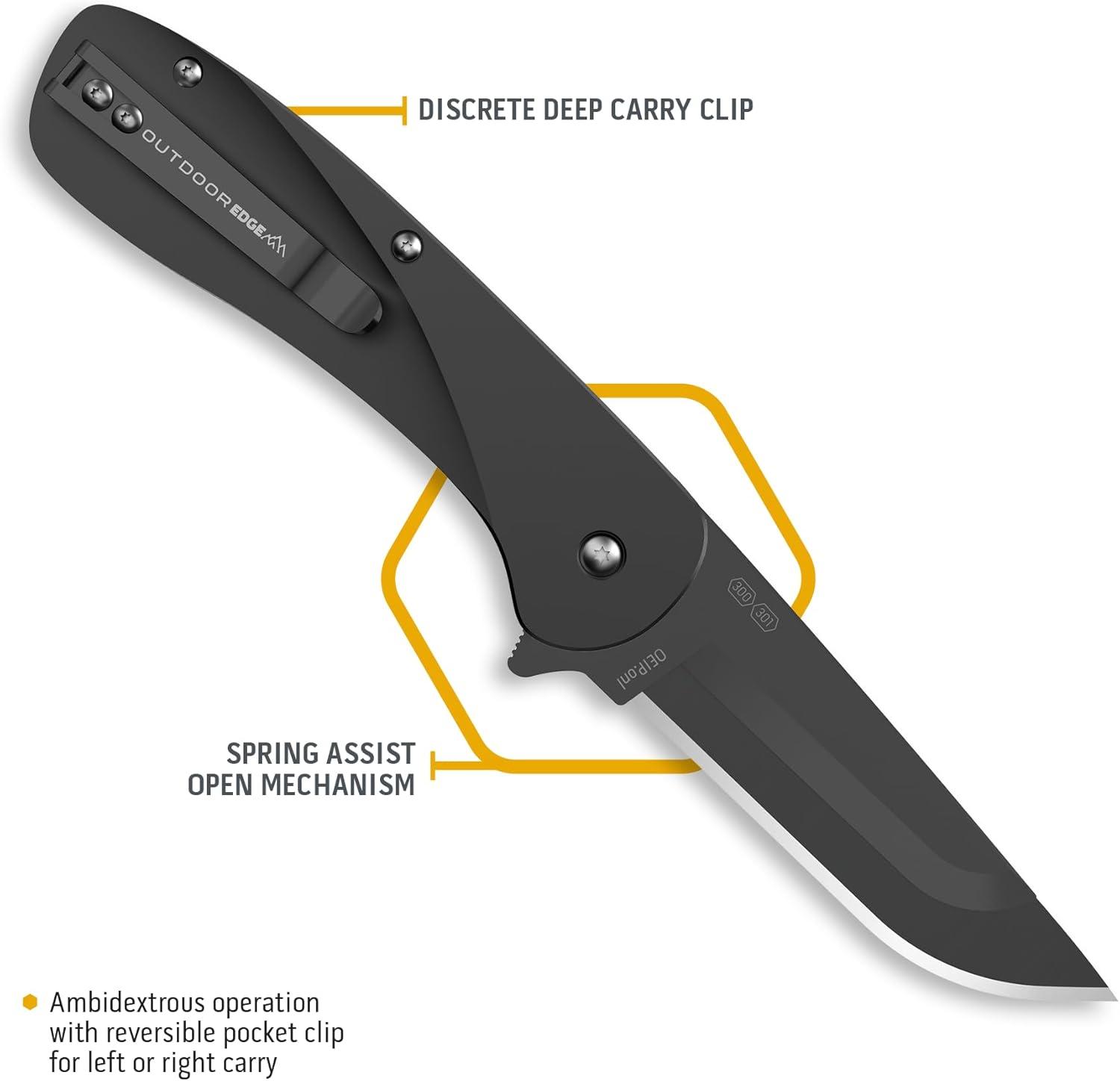 imageOUTDOOR EDGE RAZOR VX1 Replaceable Blade Assisted EDC Folding Pocket Knife 3quot Stainless Blade Black Anodized Aluminum Handle Reversible Pocket Clip Outdoor Camping Survival UtilityBlack