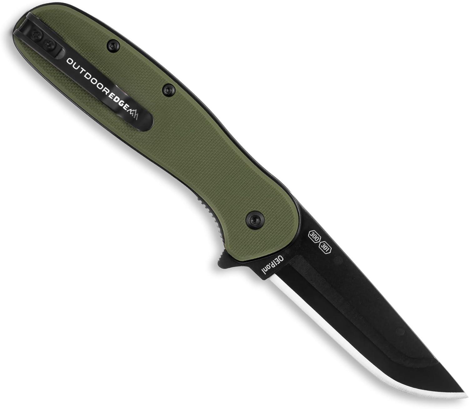 imageOUTDOOR EDGE RAZOR VX2 Replaceable Blade EDC Folding Pocket Knife 3quot Stainless Blade Black G10 Handle Reversible Pocket Clip Outdoor Camping Survival UtilityGreen