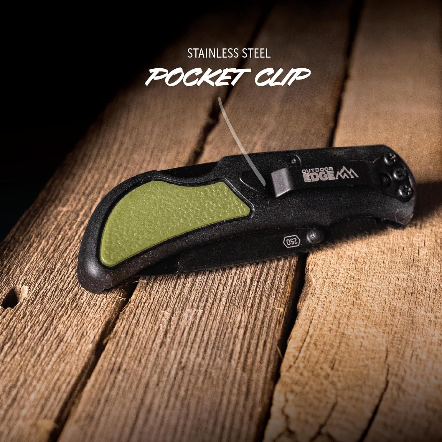 imageOUTDOOR EDGE Razor EDC Lite Folding Pocket Knife with Clip Compact 25 Replaceable Blade Knife with RazorSafe Blades Perfect Small Blade for Men Women Work ampamp Camping Orange 2 Black BladesGreen