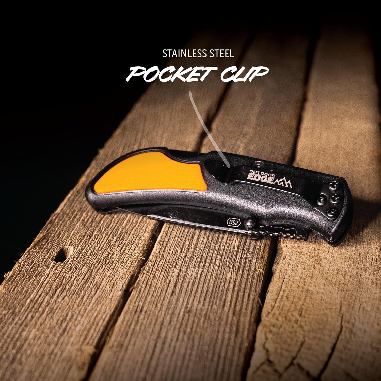 imageOUTDOOR EDGE Razor EDC Lite Folding Pocket Knife with Clip Compact 25 Replaceable Blade Knife with RazorSafe Blades Perfect Small Blade for Men Women Work ampamp Camping Orange 2 Black BladesOrange