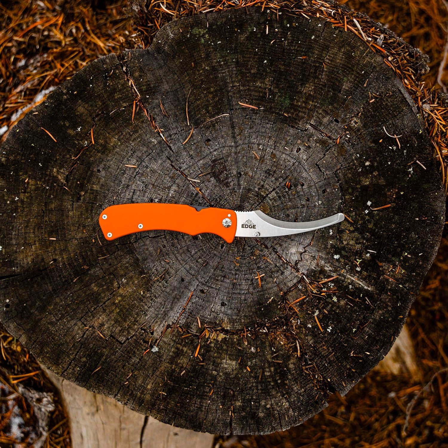 imageOUTDOOR EDGE RazorBone Replaceable Blade Folding Hunting Knife with Clip ampamp Sheath 3 Butcher Knife Blade Styles Boning Gutting ampamp Skinning Knives Blaze Orange Camo Sheath 6 Blades ampamp Blade BoxBlack Guide Pack Pro