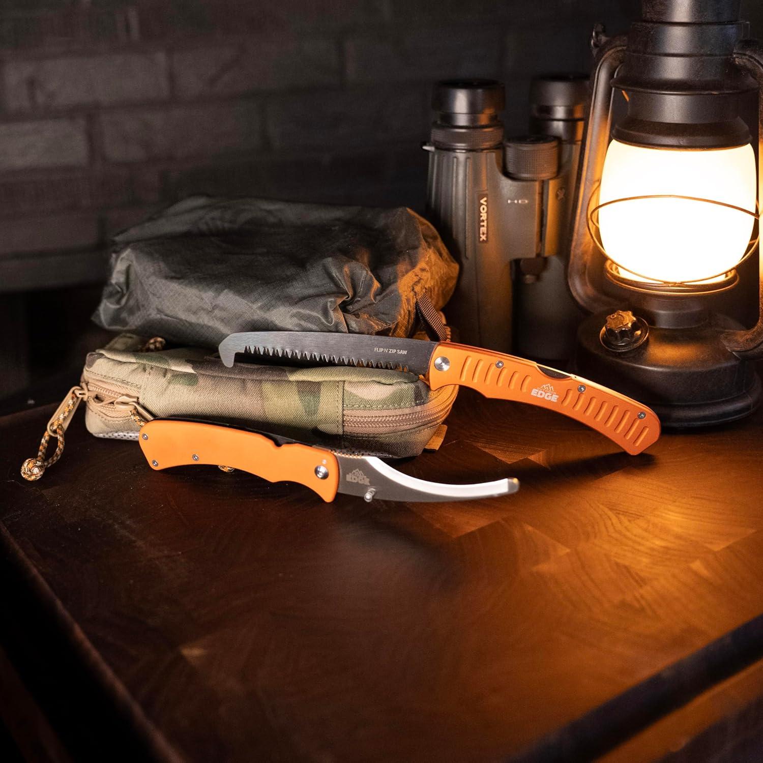 imageOUTDOOR EDGE RazorBone Replaceable Blade Folding Hunting Knife with Clip ampamp Sheath 3 Butcher Knife Blade Styles Boning Gutting ampamp Skinning Knives Blaze Orange Camo Sheath 6 Blades ampamp Blade BoxBlack Guide Pack Pro