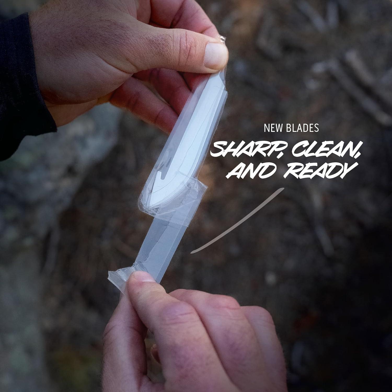 imageOUTDOOR EDGE RazorBone Replaceable Blade Folding Hunting Knife with Clip ampamp Sheath 3 Butcher Knife Blade Styles Boning Gutting ampamp Skinning Knives Blaze Orange Camo Sheath 6 Blades ampamp Blade BoxOrange