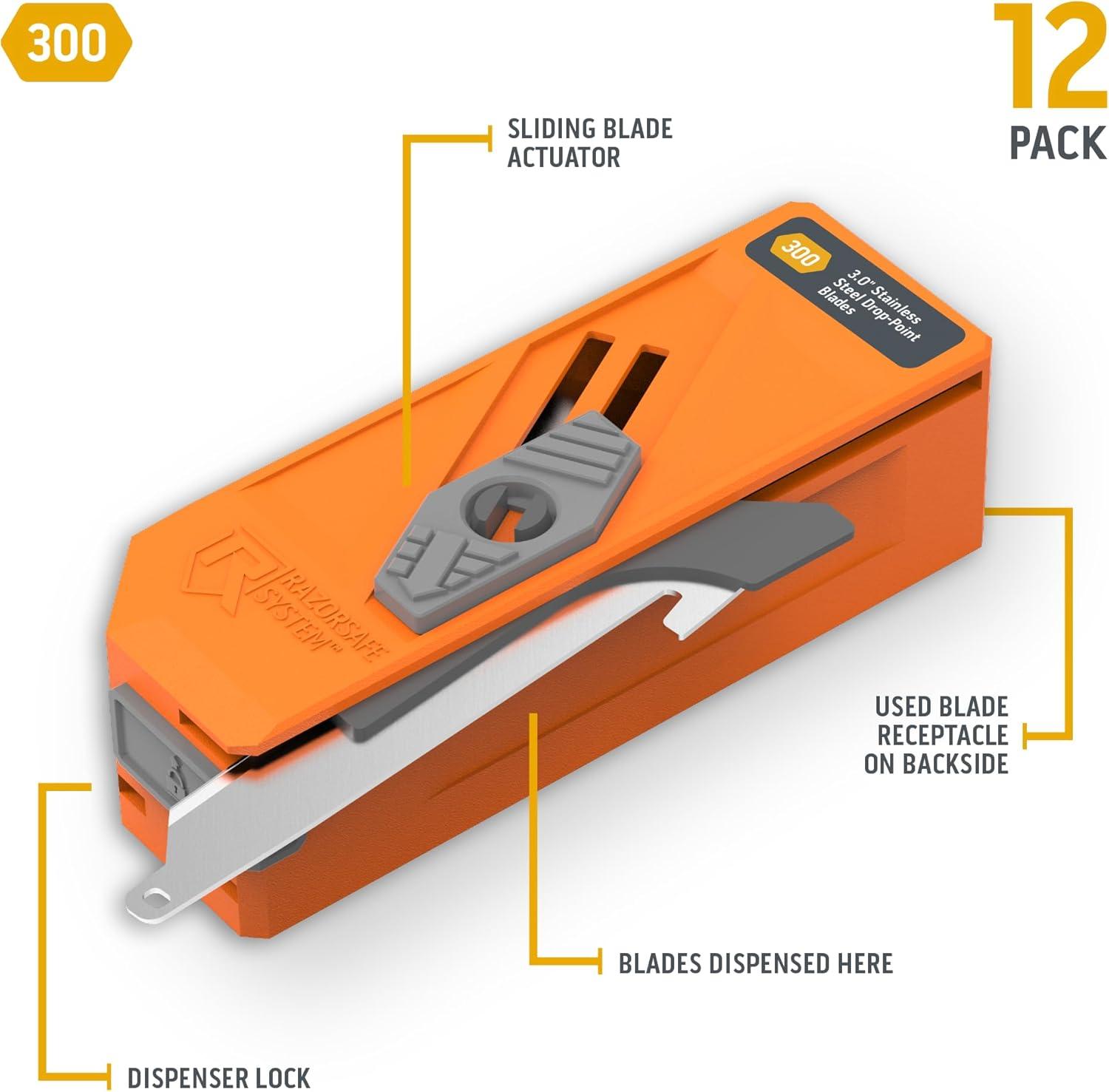 imageOUTDOOR EDGE RazorSafe 3quot Utility Blade Dispenser Compact ampamp Convenient 12 Pack of EDC Utility Knife Blades Compatible 3quot Razor Blade Knives Perfect for Work ampamp Everyday CarryStainless Drop Point