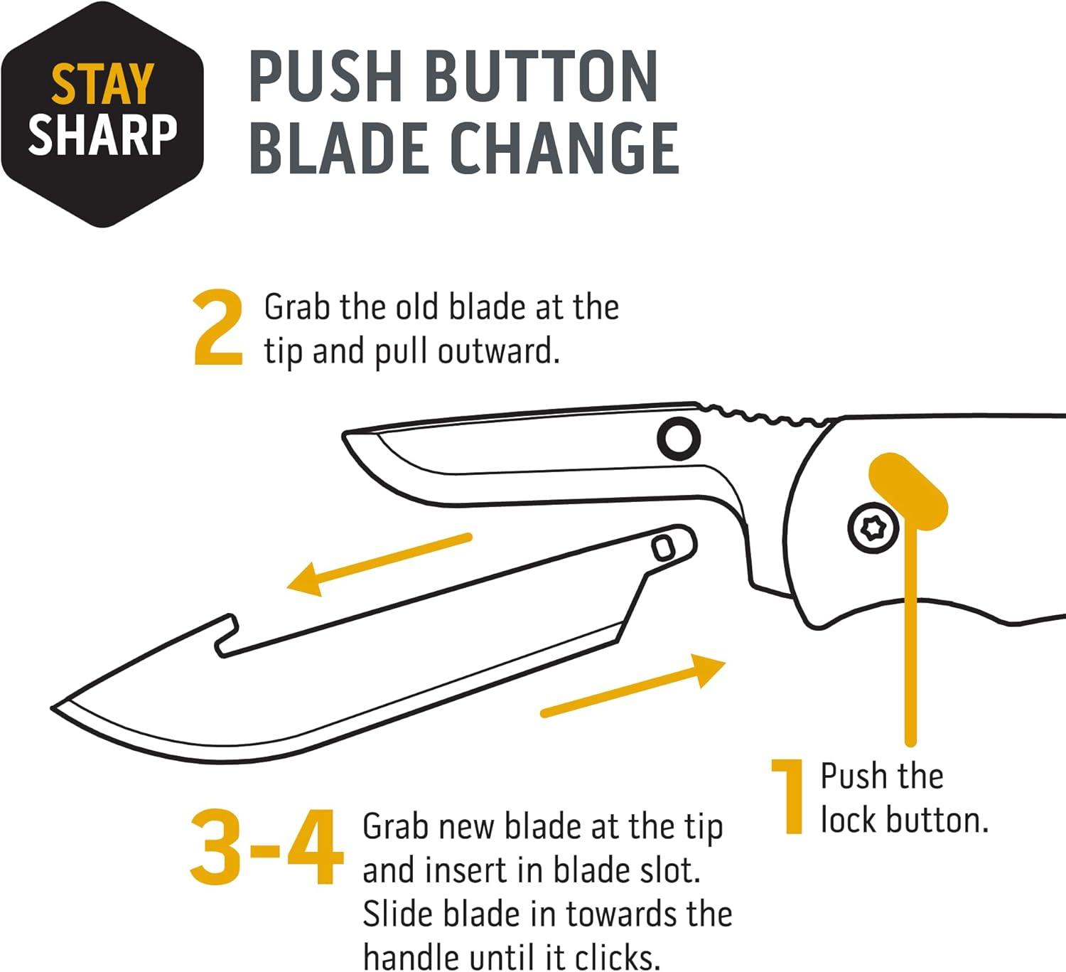 imageOUTDOOR EDGE RazorSafe 3quot Utility Blade Dispenser Compact ampamp Convenient 12 Pack of EDC Utility Knife Blades Compatible 3quot Razor Blade Knives Perfect for Work ampamp Everyday CarryStainless Drop Point