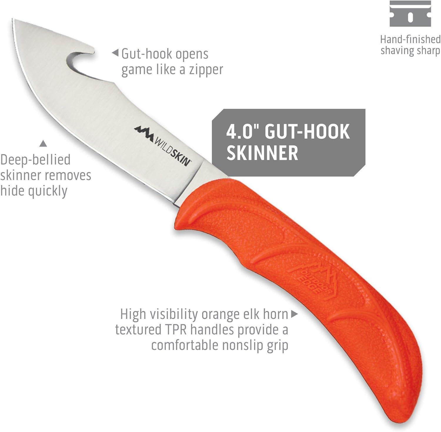 imageOUTDOOR EDGE WildBone 4Piece Hunting Knife Set Field Dressing ampamp Game Processing Knives GutHook Skinning ampamp BoningFillet Knife CarbineCeramic Sharpener Camo Belt Scabbard Deer ampamp ElkWildSkin