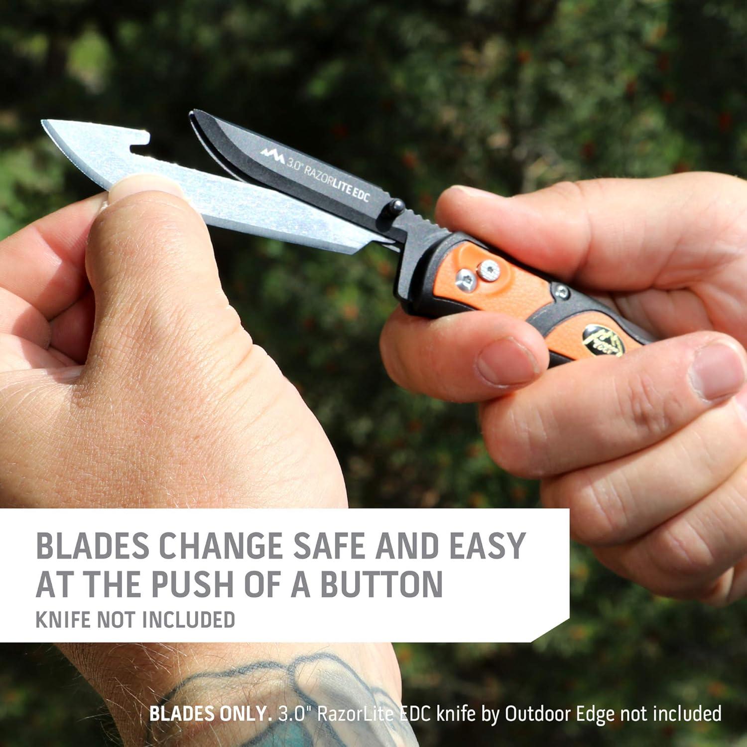 imageOUTDOOR EDGE WildPak with 35quot Orange RazorLite Knife and 30 Replacement Blades Field Dressing Kit Complete 8Piece Portable Butcher Game Processor Set Perfect Hunting Knife for Skinning Deer