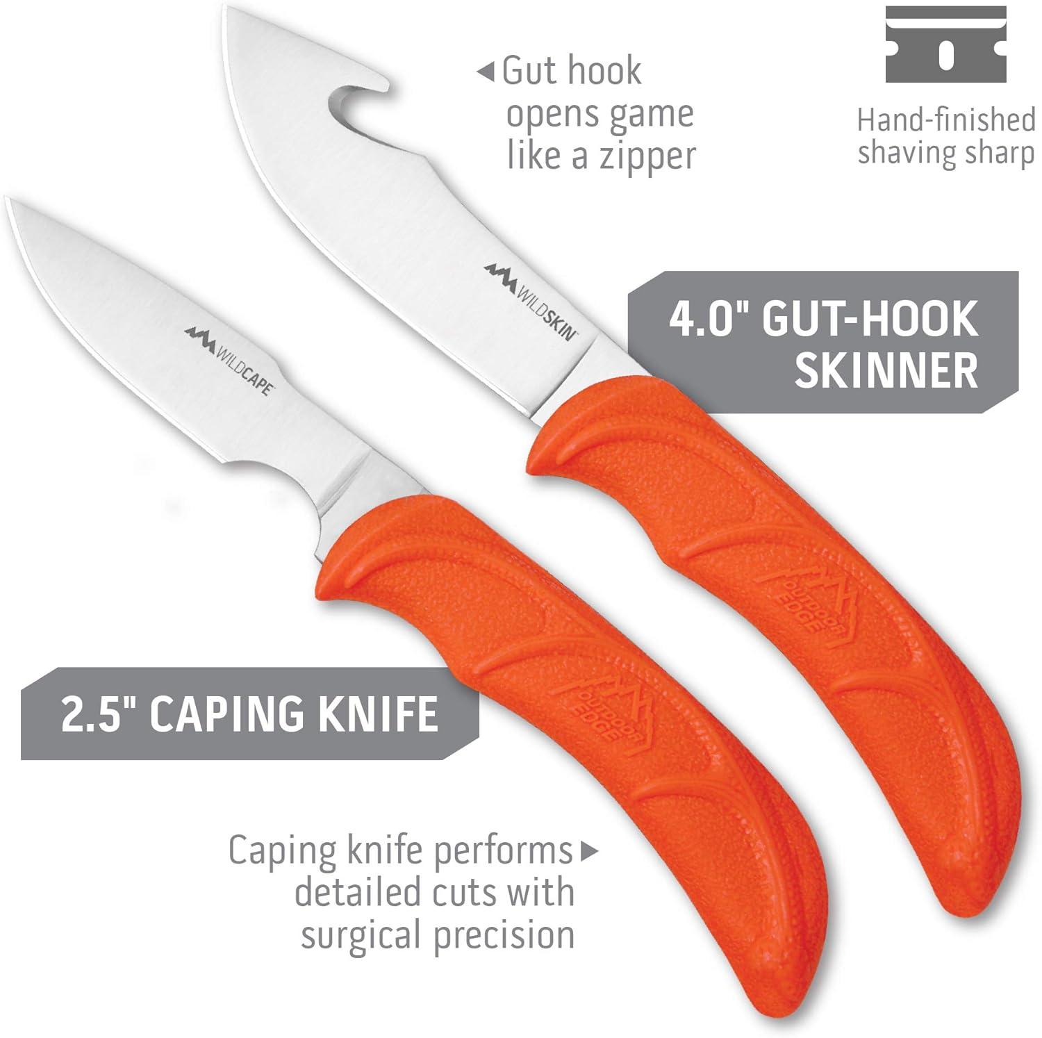 imageOUTDOOR EDGE WildPak with 35quot Orange RazorLite Knife and 30 Replacement Blades Field Dressing Kit Complete 8Piece Portable Butcher Game Processor Set Perfect Hunting Knife for Skinning Deer