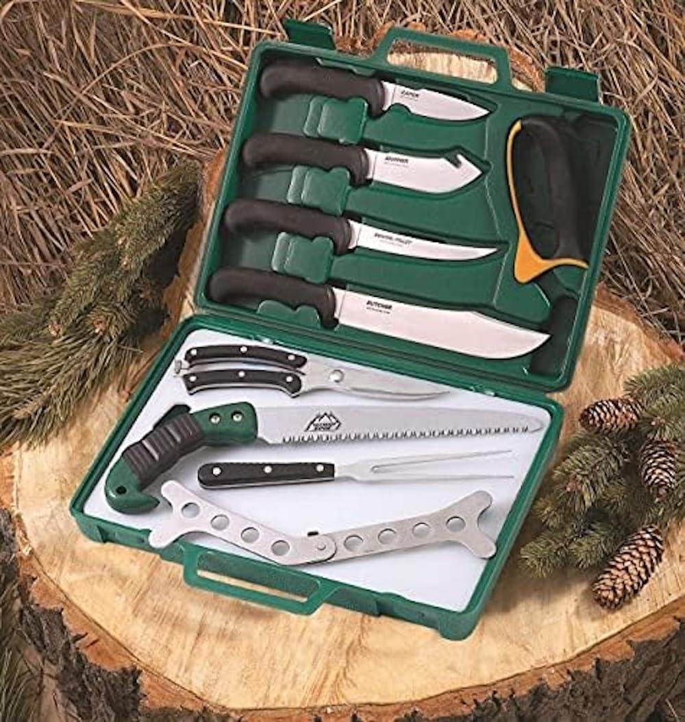 imageOutdoor Edge Game Processor PR1 Complete 12Piece Hunting Knife Kit for Processing Big Game Full Tang 420J2 Stainless Razor Sharp Blades TPR NonSlip Handles Sturdy HideSide Storage Case