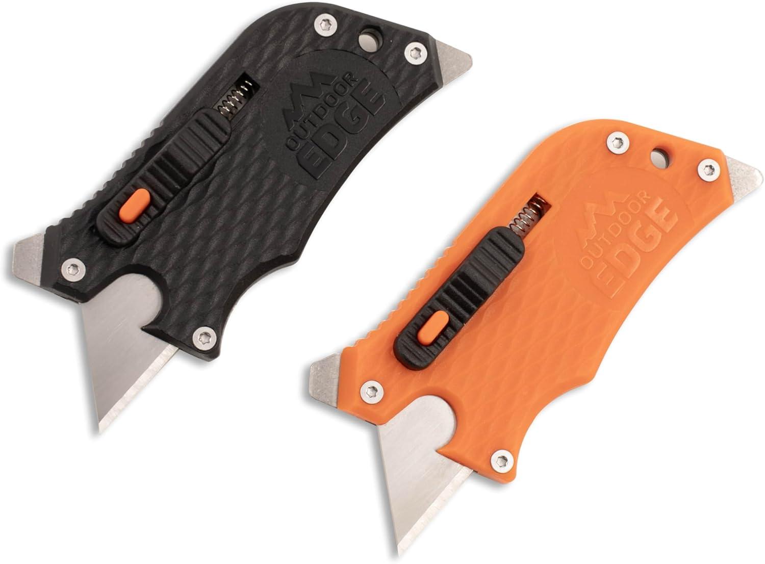 imageOutdoor Edge SlideWinder Utility Knife Multitool with Standard Replaceable Razor Blade Screwdrivers Prybar Bottle Opener and Pocket Clip with Locking AutoRetracting BladeBlack and Orange