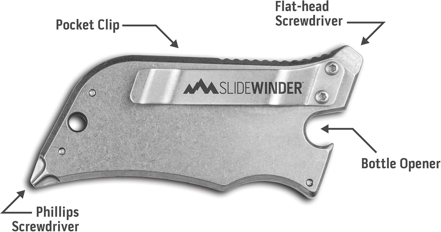 imageOutdoor Edge SlideWinder Utility Knife Multitool with Standard Replaceable Razor Blade Screwdrivers Prybar Bottle Opener and Pocket Clip with Locking AutoRetracting BladeOrange