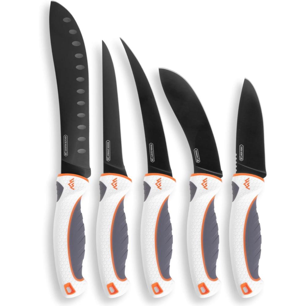 imageOUTDOOR EDGE ErgoMax 6Piece Professional Game Processing Knife Set Caping ampamp Boning Knives Skinning Knife Butcher Elite Big Game Elk ampamp Deer Hunting Gear Perfect Field Dressing Knife SetWhite Professional Game Set