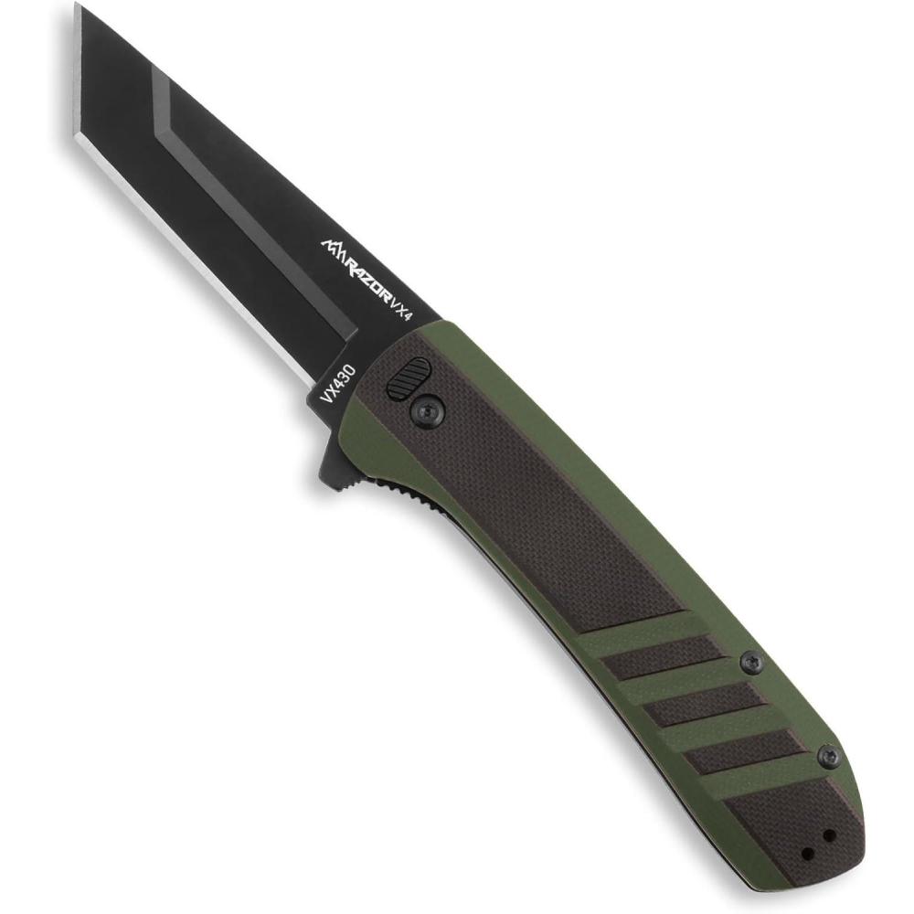 imageOUTDOOR EDGE Razor VX4  Replaceable Blade EDC Folding Pocket Knife  3quot Blade Ceramic Ball Bearings Reversible Pocket Clip  Outdoor Camping Survival UtilityGreen