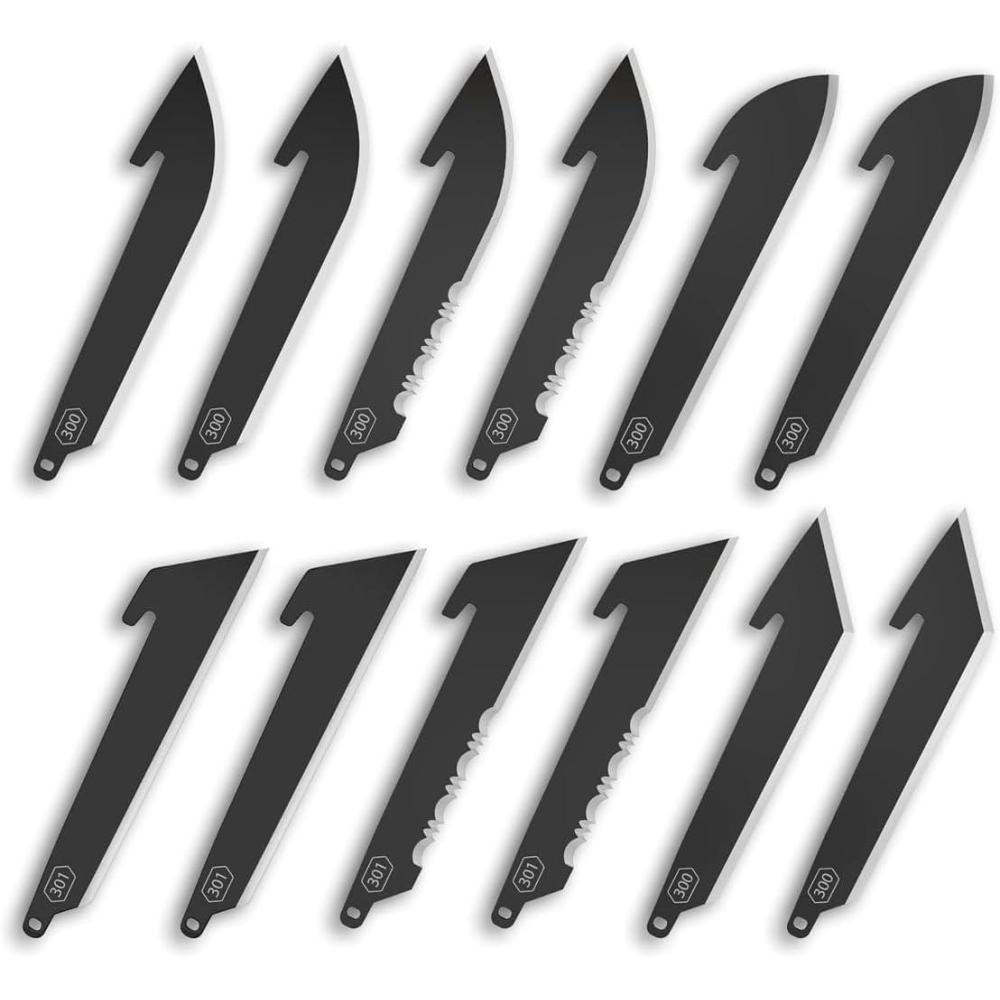 imageOUTDOOR EDGE RazorSafe 3quot Replacable Black Tanto Blade 6 Pack of Black EDC Tanto Blades Compatible 3quot Razor Blade KnivesBlack Combo