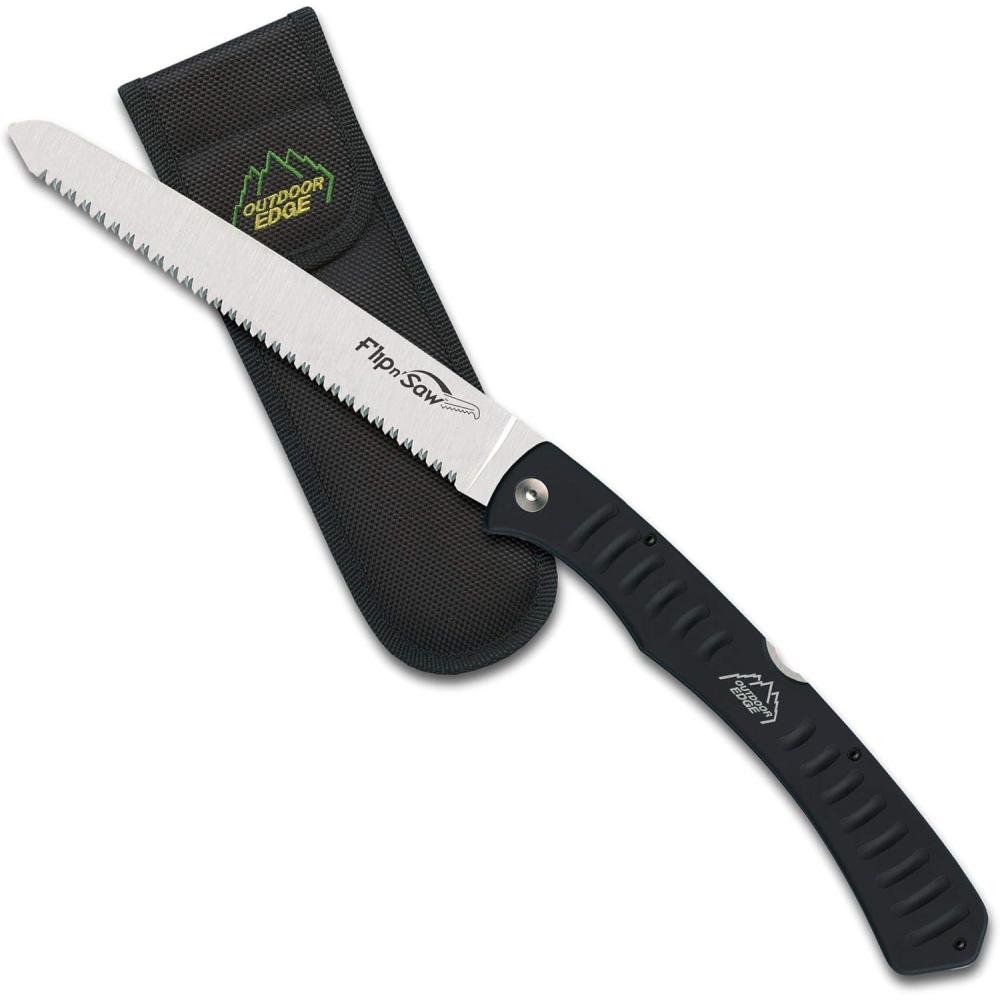imageOutdoor Edge 45quot Flip N Zip Saw Lightweight Folding Aluminum Handle OutdoorHunting Saw with 65Mn Spring Steel Blade and Triple Ground Teeth for Bone and Wood with Nylon Sheath7 inches