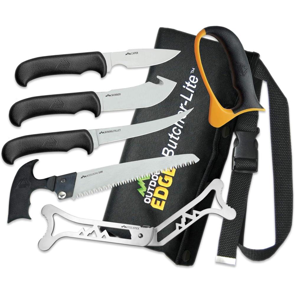 imageOutdoor Edge Butcher Lite BL1 Home or Field 8Piece Game Processing Butcher Knife Set with Roll Pack