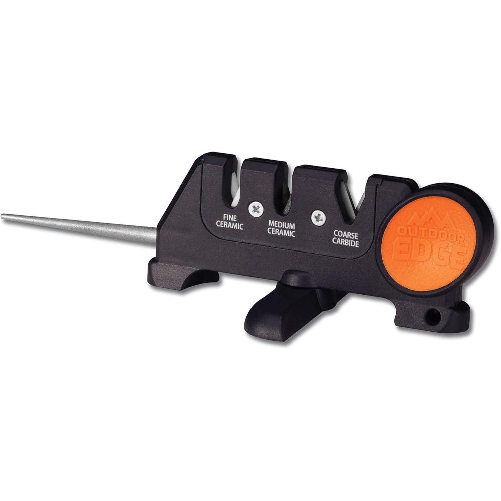 imageOutdoor Edge EdgeX Pro Pocket Sized 4Stage CarbideCeramicDiamond Abrasive Knife Sharpener with Folding XBase that Improves Stability for all Outdoor Serrated and Kitchen Knives4Stage Sharpener
