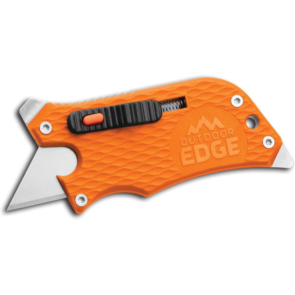 imageOutdoor Edge SlideWinder  Utility Knife Multitool with Standard Replaceable Razor Blade Screwdrivers Prybar Bottle Opener and Pocket Clip with Locking AutoRetracting BladeOrange
