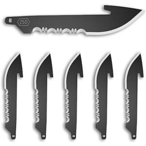 OUTDOOR EDGE 2.5″ Utility Blade Pack (6 Blades), Compatibility Blade Code 250(Black Drop-Point Serrated)
