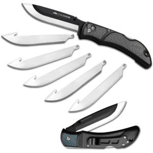 OUTDOOR EDGE 3.5″ RazorLite EDC Knife. Pocket Knife with Replaceable Blades and Clip. Perfect For Hunting & Skinning Deer. Blaze Orange with 30 Blades.(Gray (6 Blades))