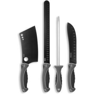 OUTDOOR EDGE ErgoMax 6-Piece Professional Game Processing Knife Set – Caping & Boning Knives, Skinning Knife, Butcher, Elite Big Game, Elk & Deer Hunting Gear, Perfect Field Dressing Knife Set(Gray – Meat Carver Set)