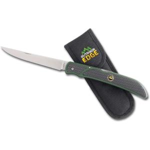 OUTDOOR EDGE Fish & Bone – Folding Fillet Knife with 5.0″ 440A Stainless Steel Blade for Fish and Processing Big Game – Pocket Clip(Green/Black)