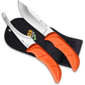 OUTDOOR EDGE JaegerPak 8-Piece Hunting Knife Set & Field Dressing Kit | Full-Tang Skinning Knife, Gutting & Boning Knives, Sharpener, Bone Saw, Rib Spreader | Hard Case | Hunting Accessories for Men(3-Piece Set)