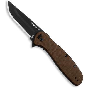 OUTDOOR EDGE RAZOR VX2 | Replaceable Blade EDC Folding Pocket Knife | 3″ Stainless Blade, Black G10 Handle, Reversible Pocket Clip | Outdoor, Camping, Survival, Utility(Brown)